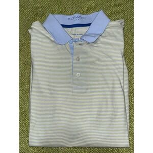 B. Draddy Polo Shirt Mens Medium pastel  Stripe Pocket  Golf Casual, logo